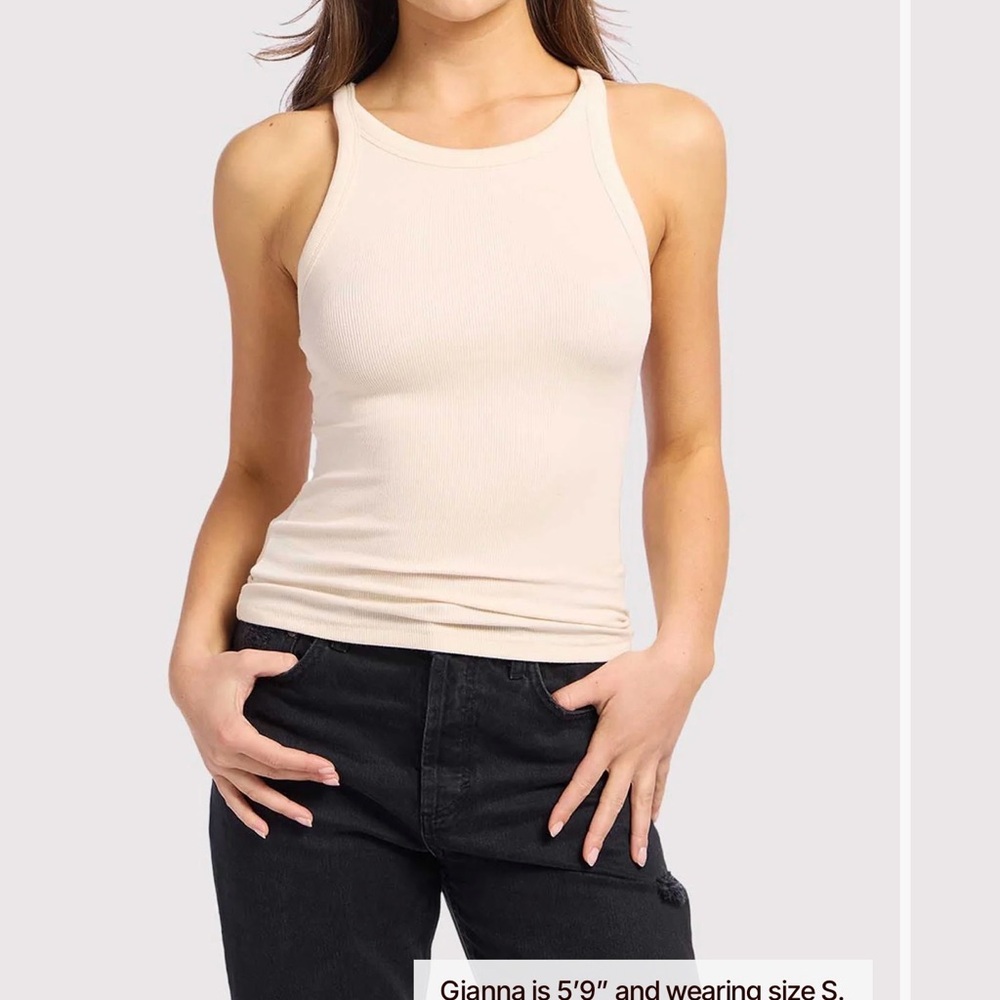 Nuuds Women's Slinky Rib Racer Tank - Bone Small NWT